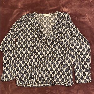 Blouse, White and blue, Large size